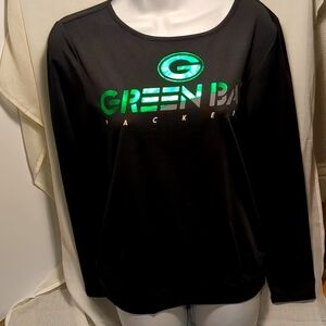 Women's TOUCH by Alyssa Milano ACTIVE Green Bay Packers Sz M Blk top longsleeve